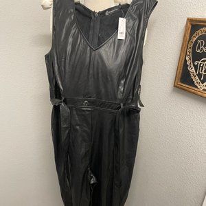 New york company Faux Leather Wide Leg  Jumpsuit XL
